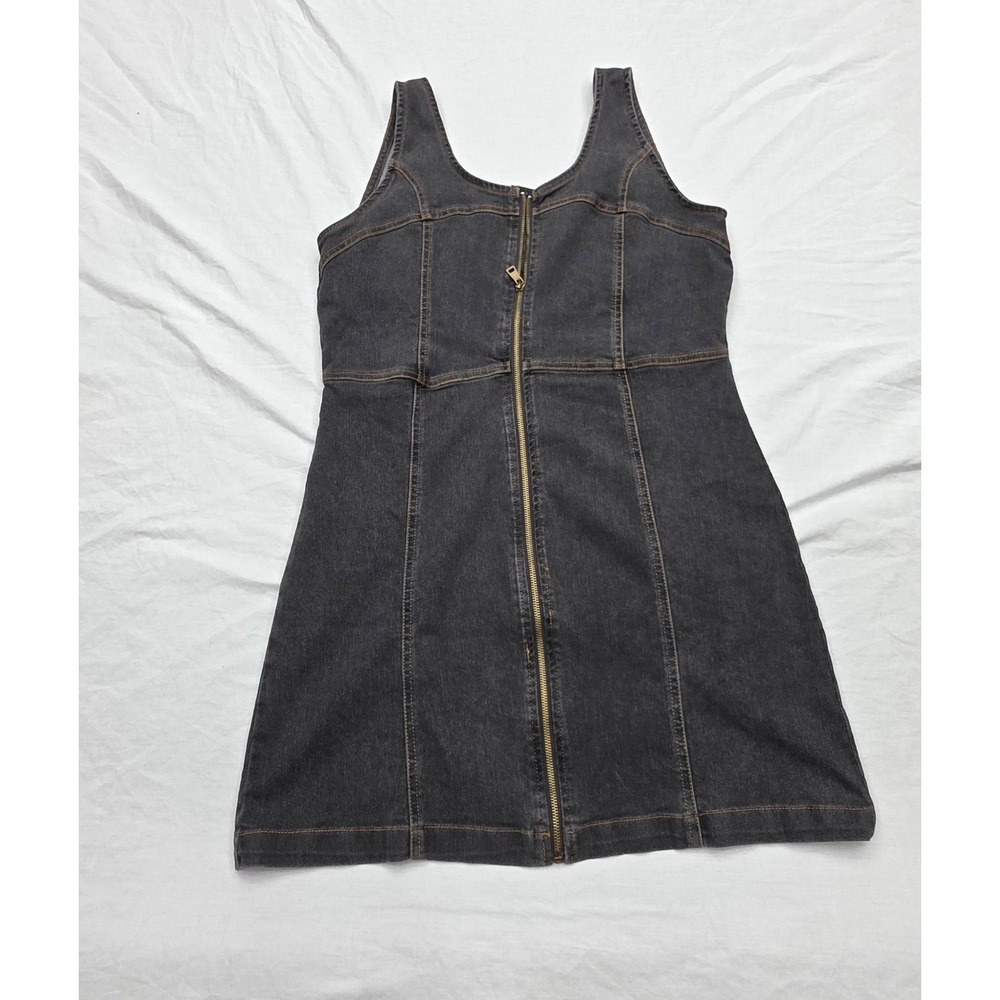 Women's Bebe Black Denim Zip-up Dress‎ Size XL